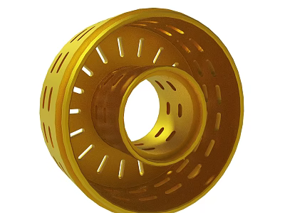 Golden Perforated Ring Shaped Object with Hollow Center and Uniform Holes 3d model