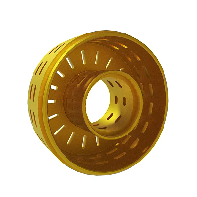 Golden Perforated Ring Shaped Object with Hollow Center and Uniform Holes 3d model
