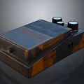 Vintage Effects Pedal With Camouflage Pattern Dark Brown And Orange Three Control Knobs 3d model