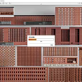Red Brick Feature Wall With Various Architectural Patterns Grilles And Textures 3d model