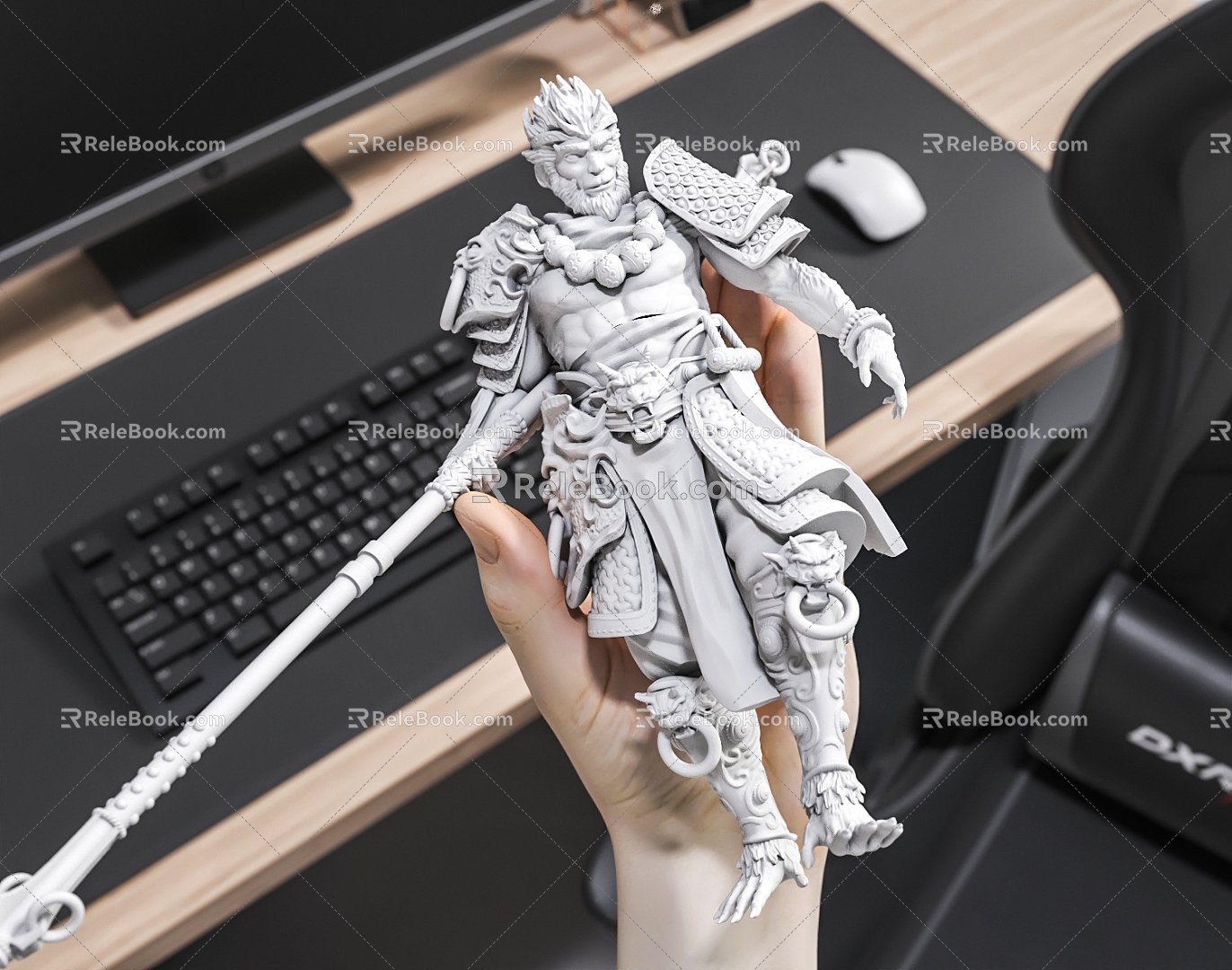 Hand-held Black Wukong Hand-held Monkey King Monkey King Computer Office Keyboard E-sports Seat 3d model