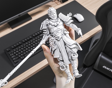 Hand-held Black Wukong Hand-held Monkey King Monkey King Computer Office Keyboard E-sports Seat 3d model