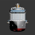 Luxury Cruise Ship With Multiple Decks Blue White Design And Yellow Funnel