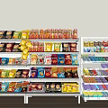 Shelf Display Cabinet Bagged Snacks Supermarket Shelf Fangtong Hook Shelf 3d model