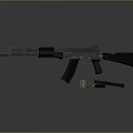 Modern Black Tactical Rifle With Magazine And Bullets On Dark Surface