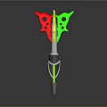 Colorful Winged Dart Weapon With Silver Body Green Shaft And Metal Tip