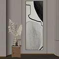 Modern Luxury Entryway Decor With Decorative Painting Dried Flowers And Light Shadow