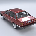 Classic Red Sedan Car With Shiny Body And White Wheels Design