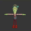 Cartoon Character With Brown Hair Glasses Blue Vest And Red Shoes Arms Outstretched
