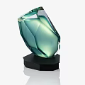 Decorative Modern Green Transparent Geometric Faceted Table Lamp With Black Base