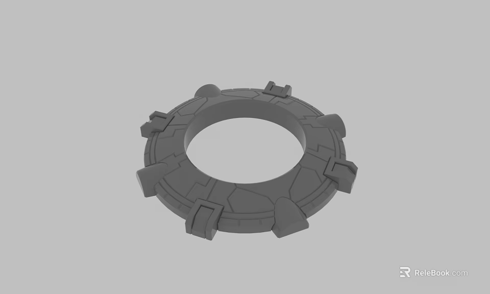 3D Modeled Circular Mechanical Ring Structure With Geometric Raised Components 3d model 
