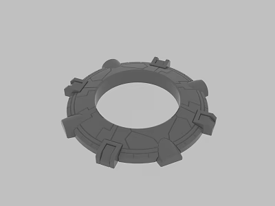 3D Modeled Circular Mechanical Ring Structure With Geometric Raised Components 3d model