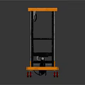 Orange Hydraulic Lift Table Cart With X Shaped Frame Wheels And Handle 3d model