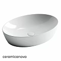 White Oval Shaped Modern Countertop Washbasin With Smooth Surface And Drain Hole