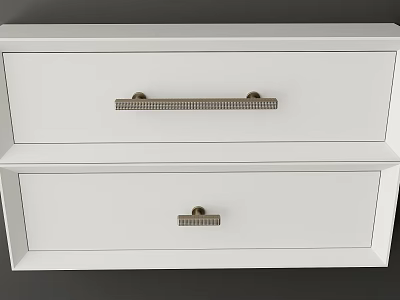 Modern Metal Drawer Handles With Sleek Design On White Cabinet Drawers 3d model