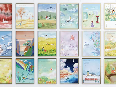 Colorful Watercolor Illustrations With Natural Scenes Characters Seasonal Elements And Soft Colors 3d model