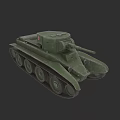Detailed Green Military Weapon Tank 3D Model With Turret And Tracks