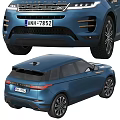 Blue Range Rover Evoque Car Front And Rear Exterior Views 3d model