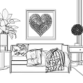 Modern double sofa coffee table combination 3d model