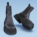 Black Leather Chelsea Boots with Thick Chunky Sole and Traction Design