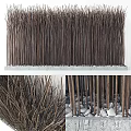 Bamboo Sticks Decorative Wall Design With Natural Arrangement And Pebble Base