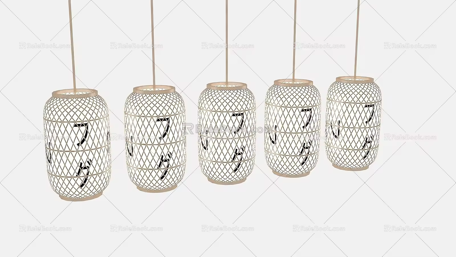 In-store ceiling decoration at the entrance of Japanese lantern log wind shop 3d model