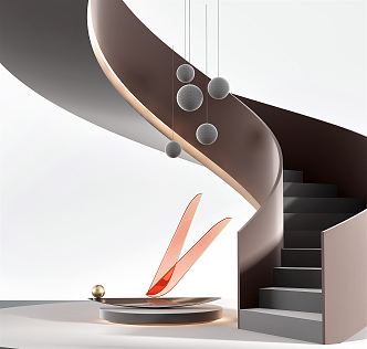 modern revolving staircase 3d model