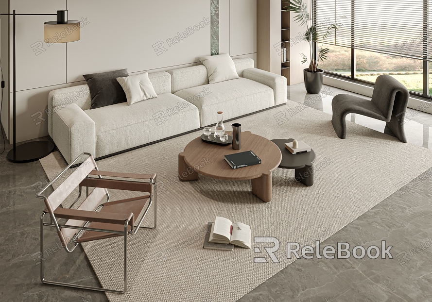 Modern sofa coffee table combination model