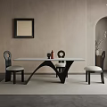 Modern Restaurant Interior With Stylish Dining Table Black Framed Chairs And Wall Art