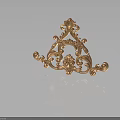 Ornate Golden Decorative Bracket With Intricate Carved Scrolls And Floral Details