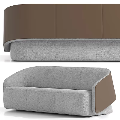 Modern Comfortable Two Seater Sofa With Gray And Brown Fabric Upholstery 3d model