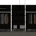 Stylish Modern Clothes In Organized Cloakroom With Hanging Racks Shoes Handbag And Storage Boxes