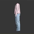 Casual Pink Sweatshirt With Balenciaga Lettering And Light Blue Jeans Outfit