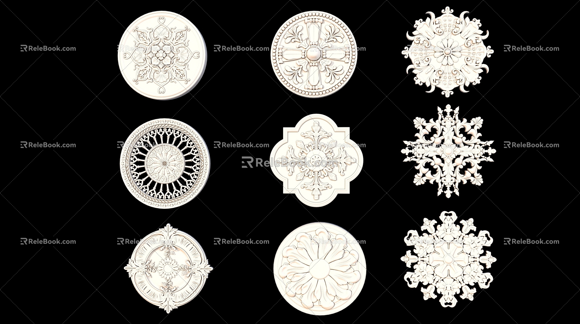 European-style carved plaster decoration 3d model