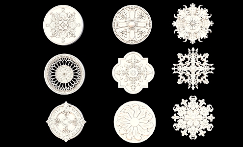 European-style carved plaster decoration 3d model