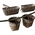 Decorative Woven Basket Ornament Set with Different Sizes and Handled Designs for Rustic Home Decoration