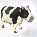 Cute Black And White Cow Doll With Big Blue Eyes Pink Ears And Standing Pose