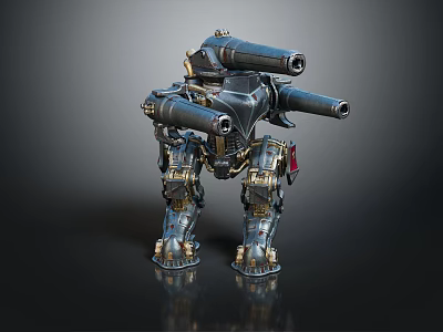 Smart Machine With Mechanical Body Multiple Metallic Cannons And Futuristic Design 3d model