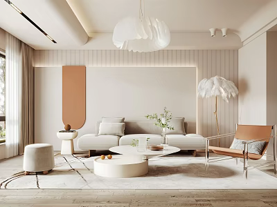 Modern Living Room Interior With Sofa Coffee Table Floor Lamp And Wall Art 3d model