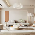 Modern Living Room Interior With Sofa Coffee Table Floor Lamp And Wall Art 3d model