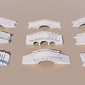 Various White Bridge Architectural Models With Different Arch Designs And Structures 3d model