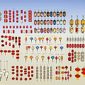 Various Colorful Traditional Lanterns With Different Shapes And Decorative Patterns