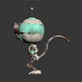 Cartoon Robot Game and Movie Character With Large Orange Eye Green Ears Red Arms