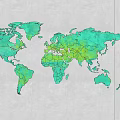 Modern World Map Wall Decor for Stylish Home Interior with Teal Green Design