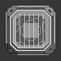 Shiny Metallic Cubic Structure With Grid Pattern Frame And Glossy Surface Details
