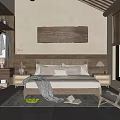 Hotel Guest Room Interior With Wooden Bed Nightstand Decorative Art And Natural Light