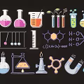 Chemistry Lab Science Equipment Themed Hanging Decor With Flask Test Tube Magnet And Molecular Structure