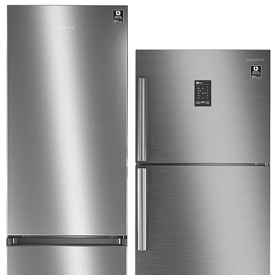 Stainless Steel Refrigerator Freezer With Double Door Sleek Design And Digital 3d model