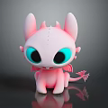 Cute Pink Dragon Character With Big Turquoise Eyes Small Wings And Tail