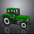 Green Tractor 3D Model With Detailed Exterior Large Wheels And Reflective Surface